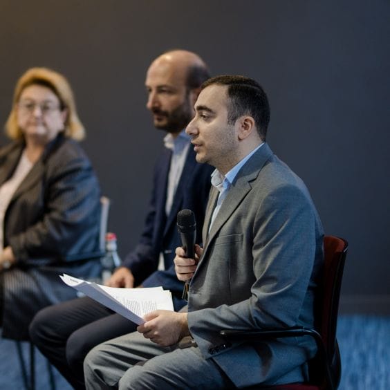 Person speaking during the NDC Partnership mission in Armenia.